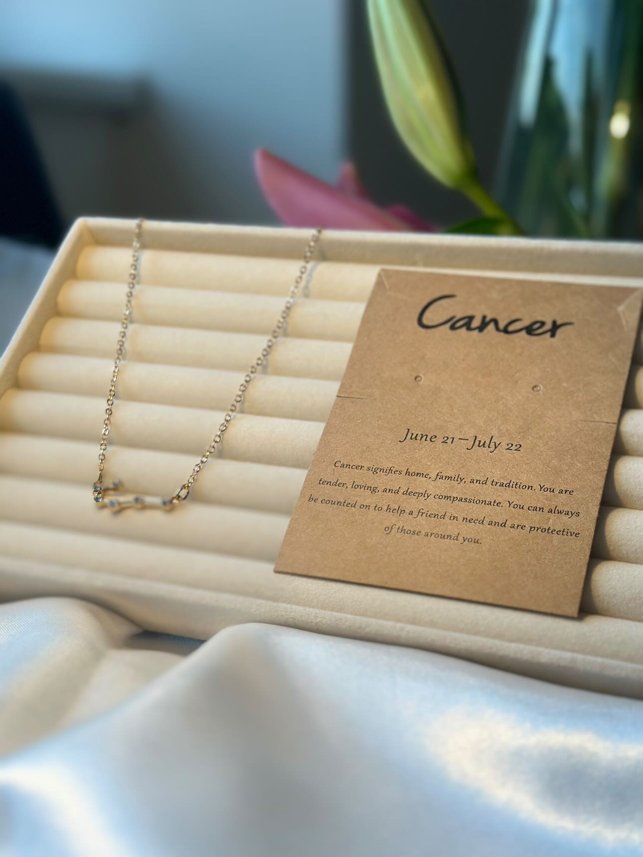 Cancer Studded Zodiac Necklace